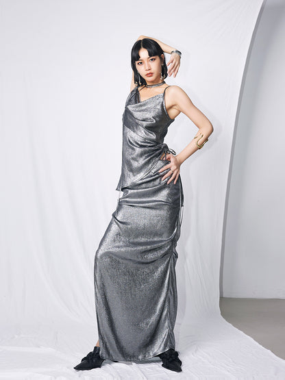 TINY IN two-tone pinch sexy long skirt -SAKUNA