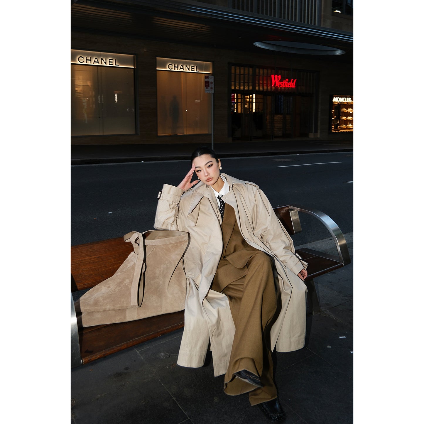MEI SANGUAN khaki design loose trench long coat - ARAGON