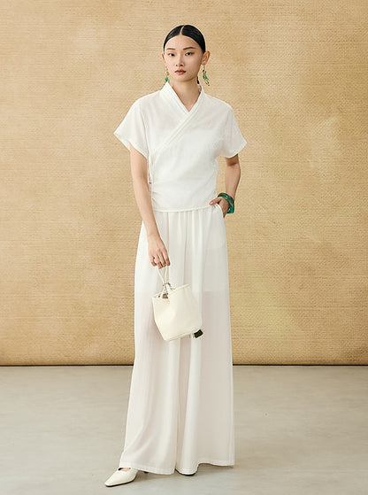 HECO Acetate High Waist Wide-leg Pants - TREY.