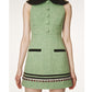 FAME  knight-style velvet lapel sleeveless tweed short mod dress - Fimo
