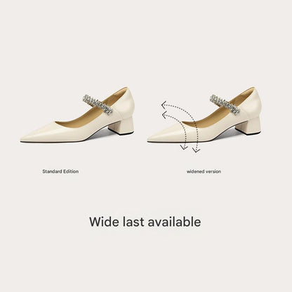 LilyWei [Bright Moon] French rhinestone with pumps, pointed toe, square heel, comfort-DAISY