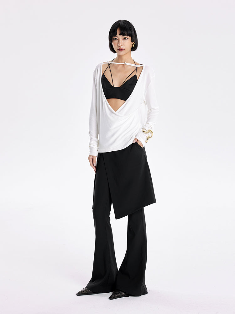 TINY IN Swing Neck Smock Irregular Knit Top - ROX