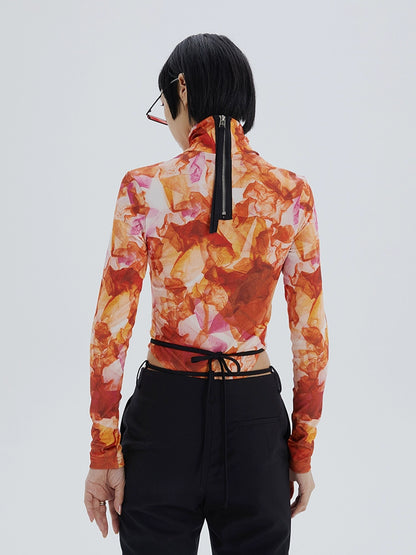 TINY IN art print t-shirt women's long sleeve slim top bodysuit -MACS