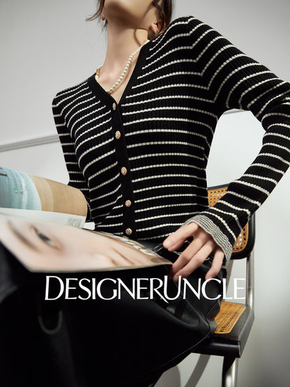DGU "Ink Sequence" special black temperament and versatile slimming design striped jacket -  Francis ?