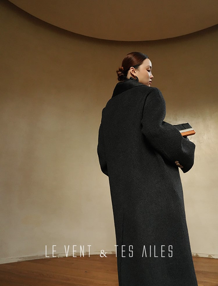 LE VENT&TES AILES Luxury winter camel hair tweed scarf jacket coat