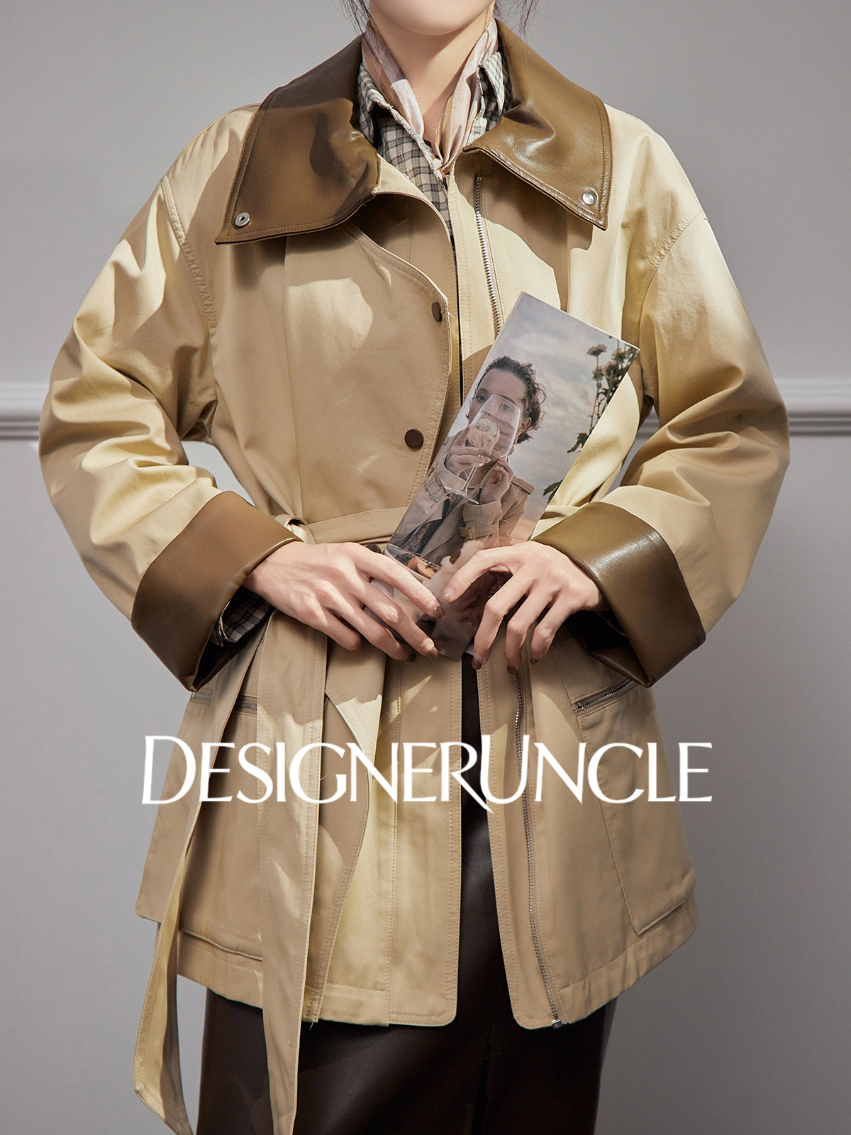 DGU "Oak" Korean trench mid-length loose British style high-end jacket - David.