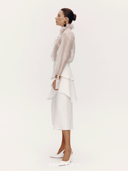 ATELIER MISS LU Court Wind Pleated Design Shirt Top - AUDIT