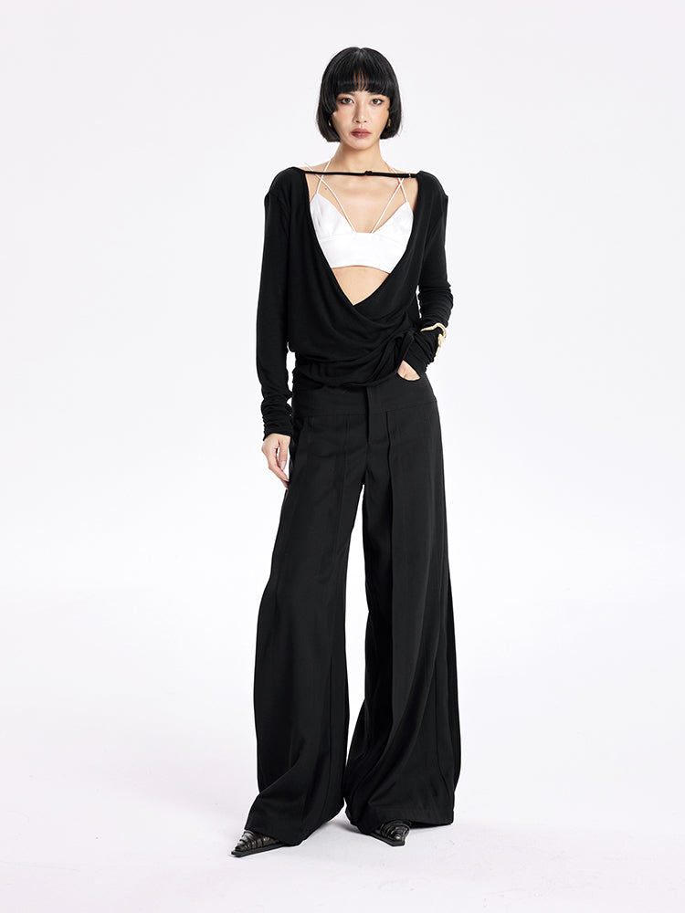 TINY IN Smock Swing Neck Knit T-Shirt Worn Front and Back-ROX.
