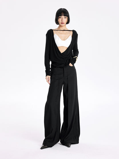 TINY IN Smock Swing Neck Knit T-Shirt Worn Front and Back-ROX.