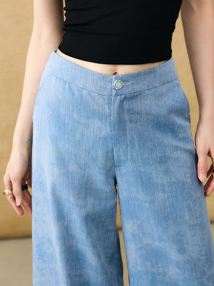 HECO Chinese Old Money Linen Bootcut Slacks Slim Wide-leg Pants - GLADE.