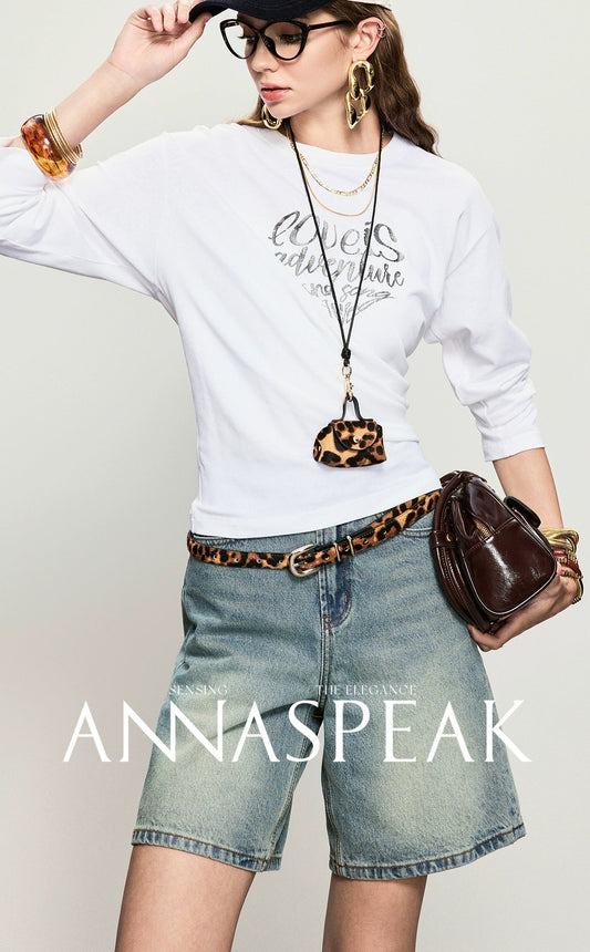 ANNASPEAK  denim Bermuda denim shorts-WAA.