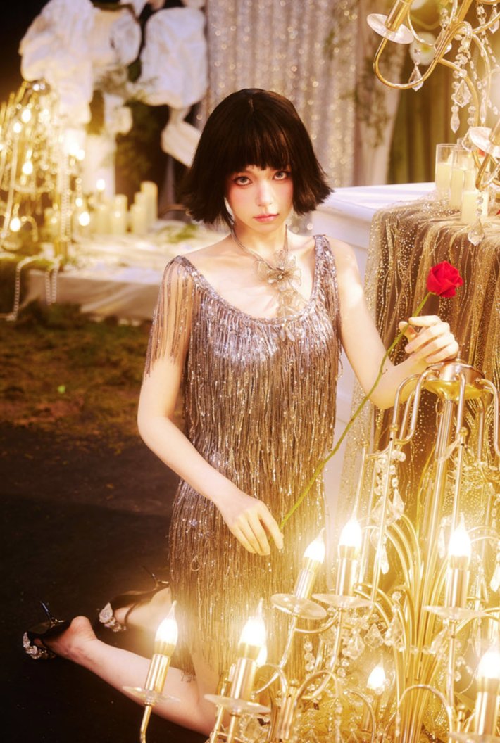 DOLLY Luxury U-Neck Star Light Tassel Sleeveless Backless Short Party Dress-PHEOBE