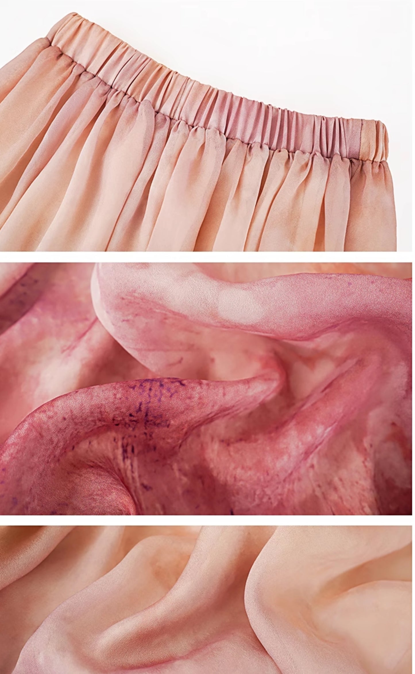 HECO Chinese Gradient Blended Lightweight Summer Print High-Waisted Skirt - AVEL.