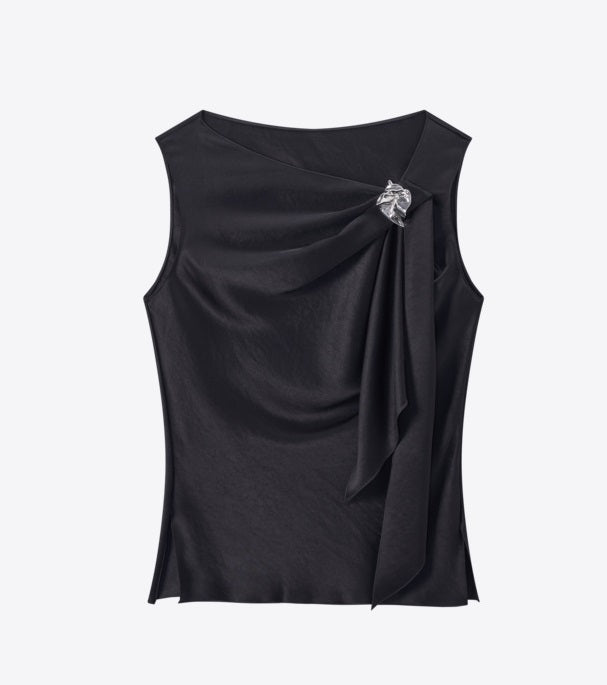 COMME MOI women's double-faced satin sleeveless vest top - SADIE.