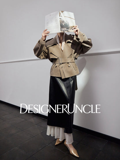 DGU "Goose Shadow" gray British style mid-length slimming jacket - RCANE.