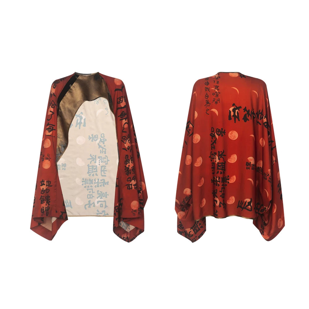 TUYUE Chinese Art Print Satin Acetate Silhouette Shawl Jacket- AMBER