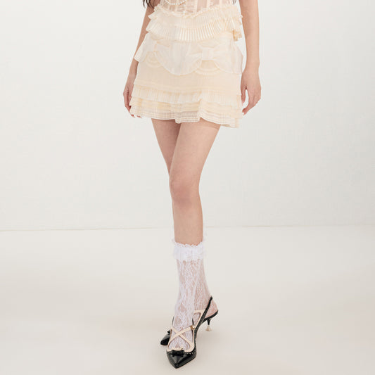 FAME mesh organza rococo lace embroidered skirt