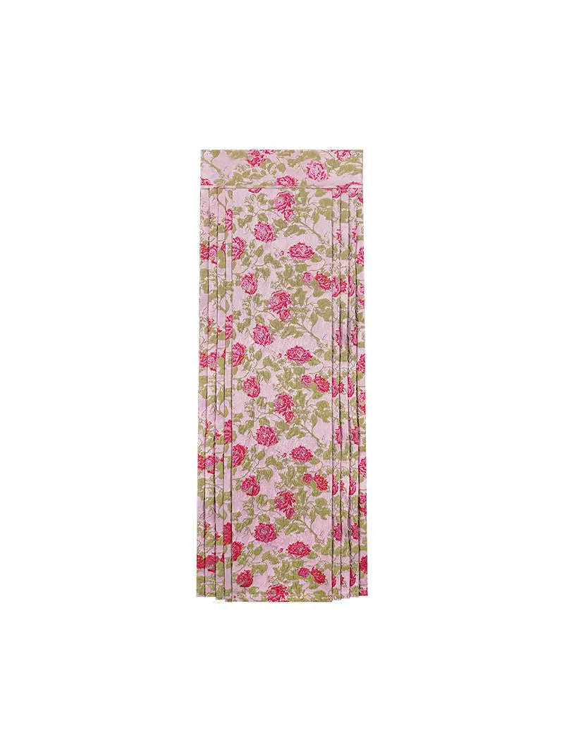 HECO Rose Brocade Jacquard Horse Face pink Skirt Women - piper.