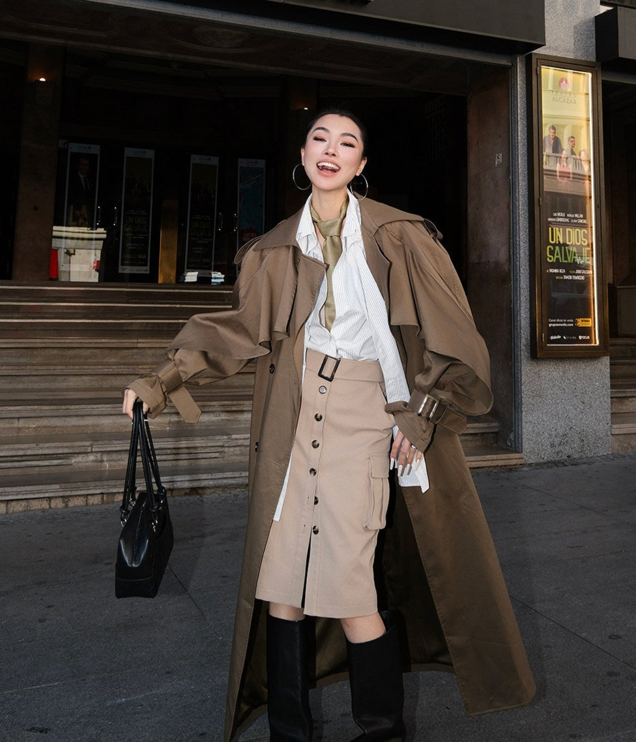 MEI SANGUAN Khaki mid-length skirt - BRYAN