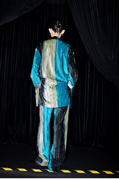 M essential Mackay designer hand-painted velvet tassel-embellished jacket pant set- Sanui.