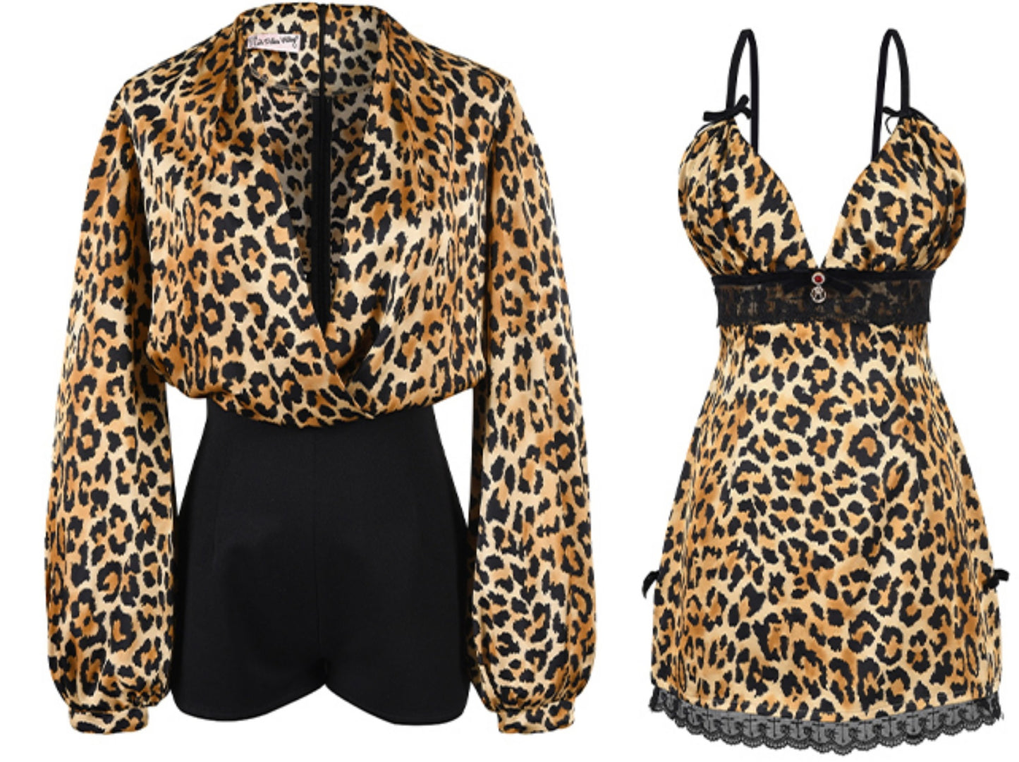 Le Palais Vintage sensual elegant leopard print faux silk satin slim wrap maxi dress-ASTA