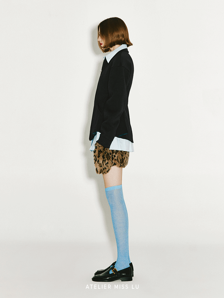 ATELIER MISS LU silhouette hem wool waist-cinching zip-up jacket - JUNA.