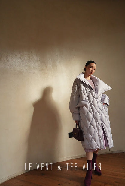 LE VENT&TES AILES Luxury High Cover Pressure Down Long Winter Jacket Coat -SZA