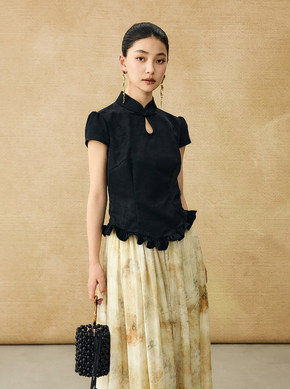 HECO Chinese Acetate Drop Neck Short Sleeve T-Shirt - GAIN.