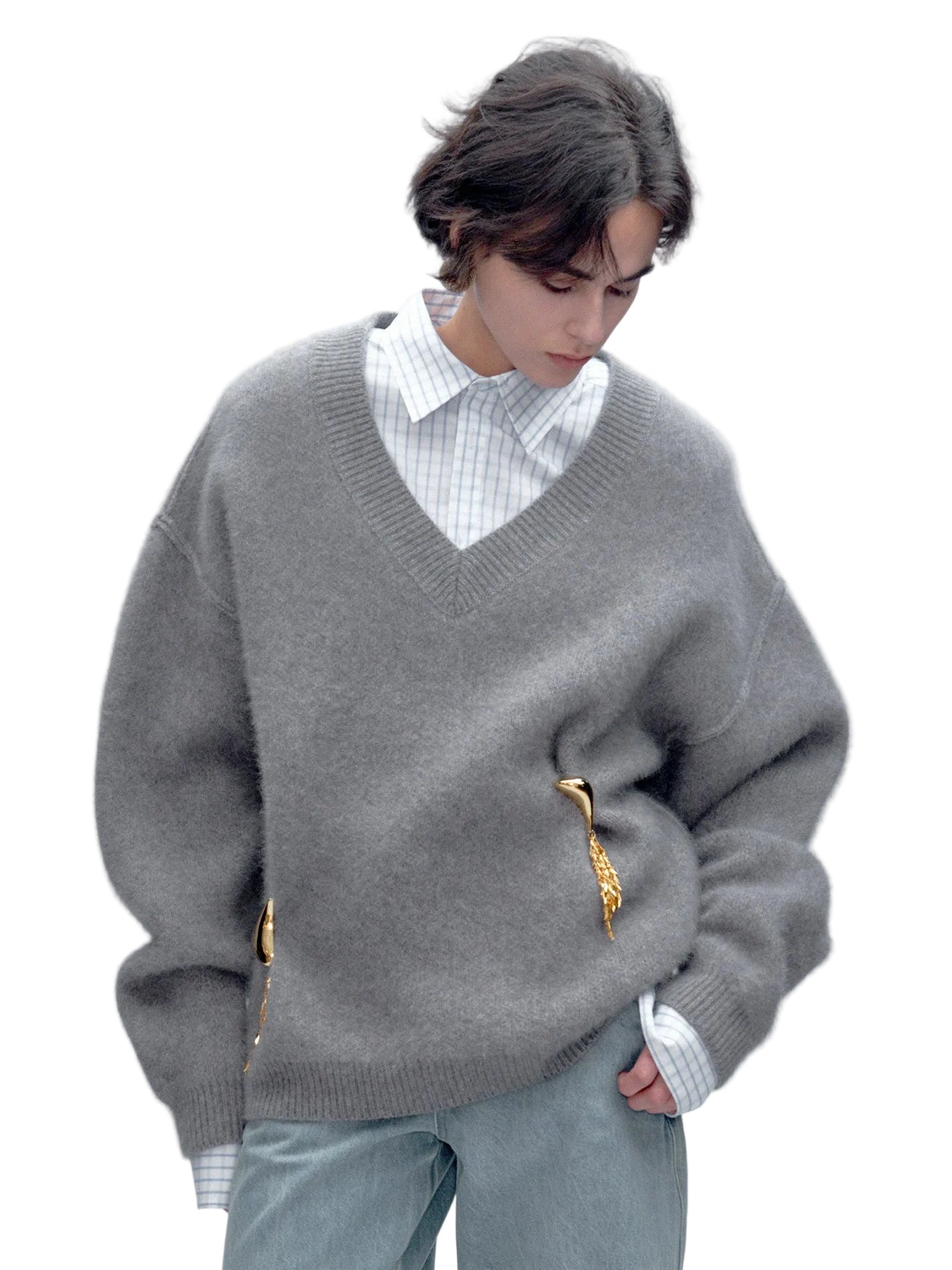 JACQUES WEI V-neck Wool Knit Sweater - MEGAN