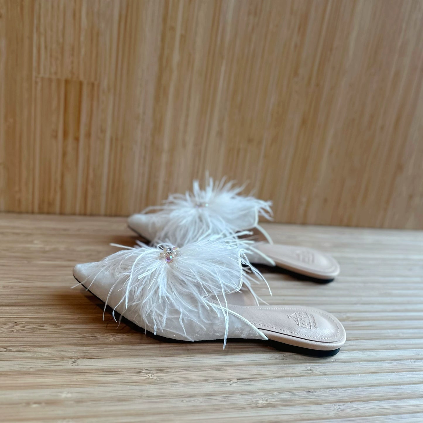 B-FEI pointed women's rhinestone flat slippers-EMINE.