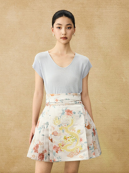 HECO Chinese Versatile Beveled Side Buckle V-Neck Knit Top - BREA.