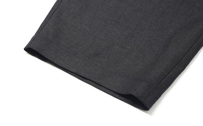 ZHUCHONGYUN Summer Black Loose Belted Linen Long Pants-HARU.