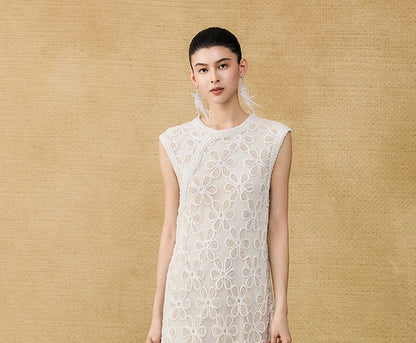 HECO Chinese style two pieces embroidered mesh spliced long dress - MAGIC.