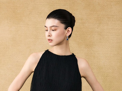 HECO Chinese style wrinkle elastic crew neck vest  age-reducing top - CAST.