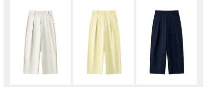 SUSHE eight-point straight banana relaxed wide-leg pants-KATY