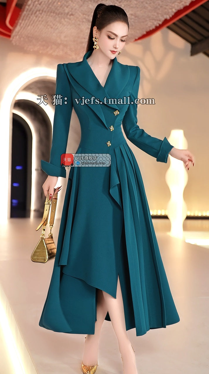 VJE double-collar long sleeved  trench coat maxi dress - JUN.