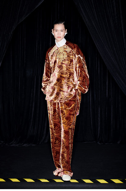 M essential Mackay designer embroidery oversized shirt pants set - calm.