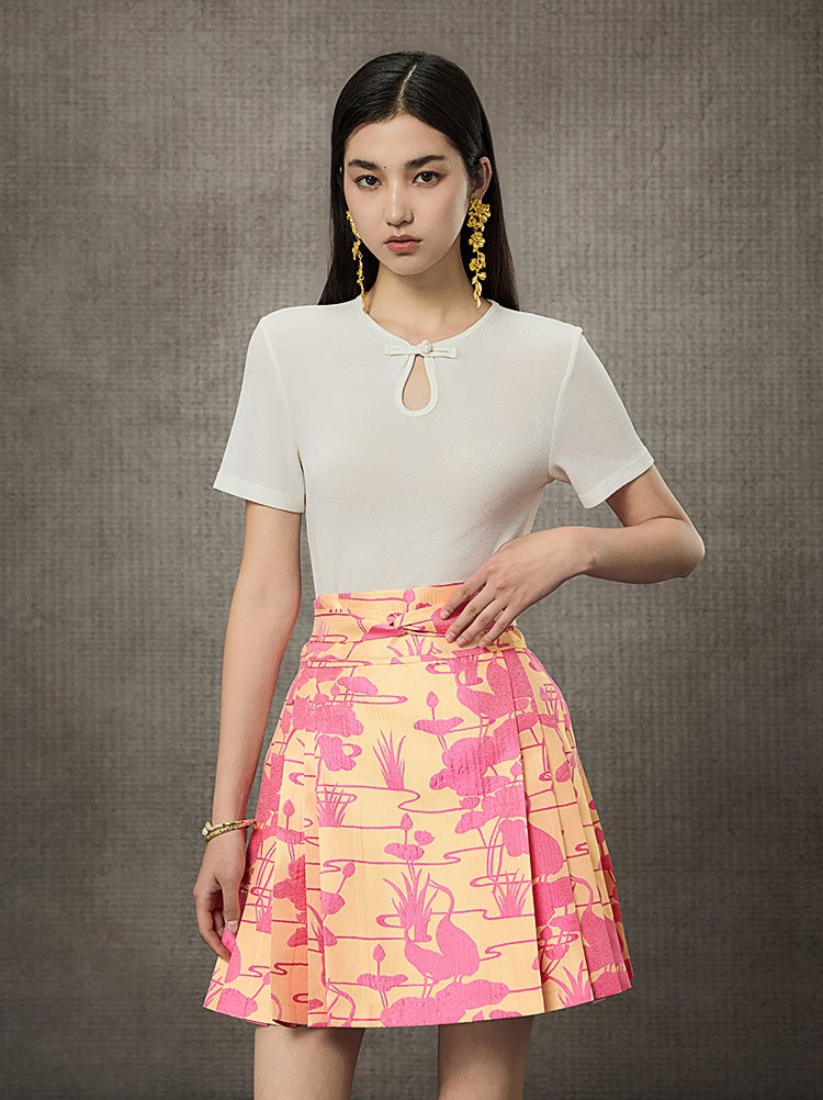 HECO Acetate Knit Buckle Cool Crop Short Sleeve Top - ENGAGE.