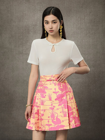 HECO Acetate Knit Buckle Cool Crop Short Sleeve Top - ENGAGE.