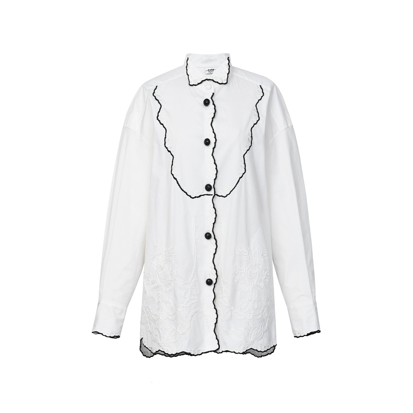 FAME White contrast embroidered shirt - PEYTON
