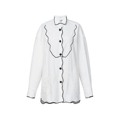 FAME White contrast embroidered shirt - PEYTON