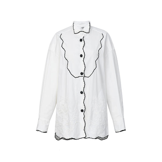 FAME White contrast embroidered shirt - PEYTON