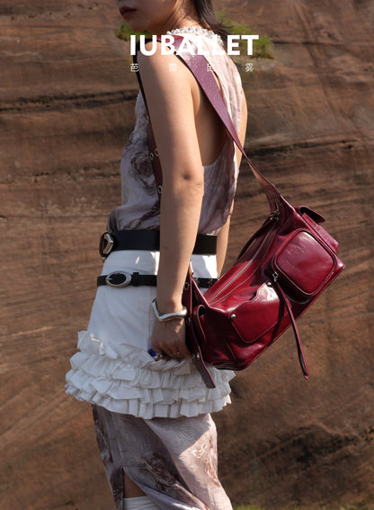 IUBALLET New Armpit Genuine Leather One Shoulder Crossbody Bag - GRIN.