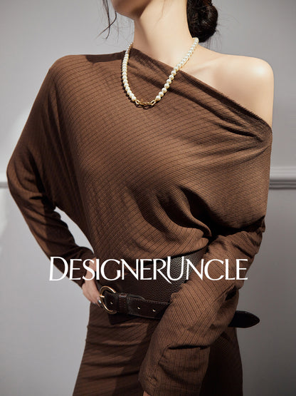 DGU "Qitu" coffee new design slim slimming high-end long skirt - Charles.