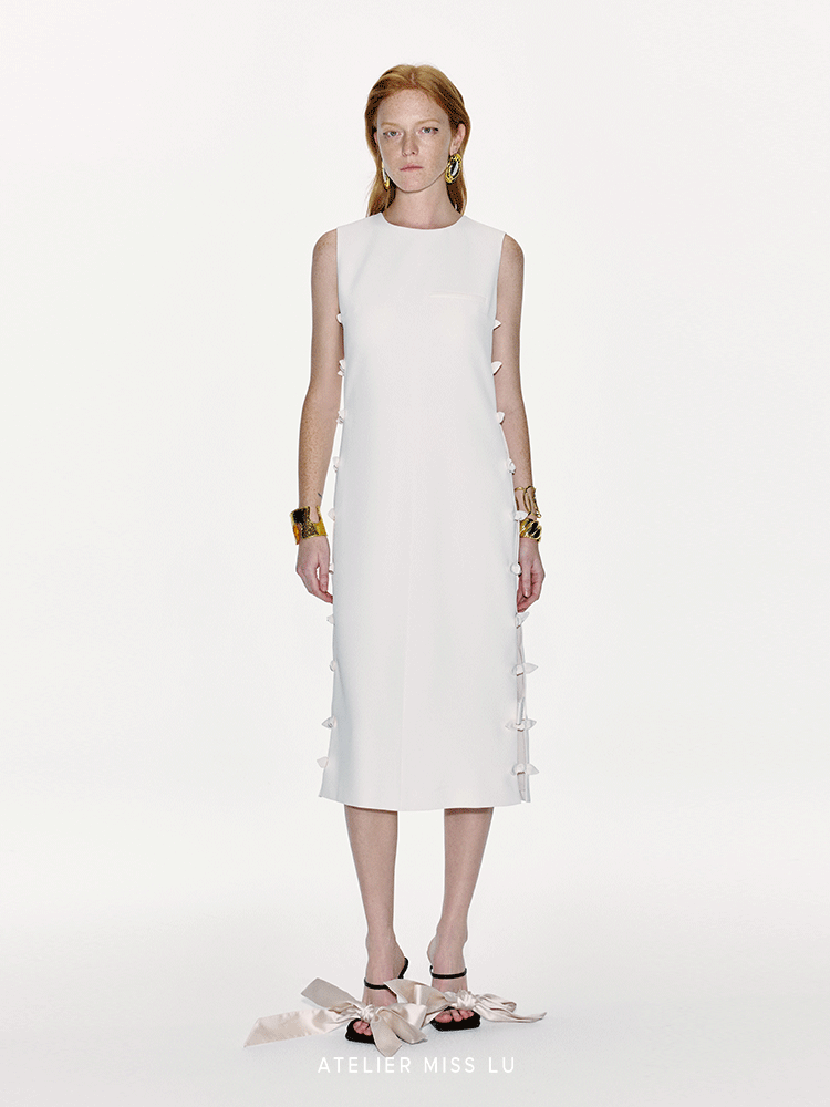 ATELIER MISS LU Cut-out Rabbit Ear Ribbon Patchwork Dress - ADAM.