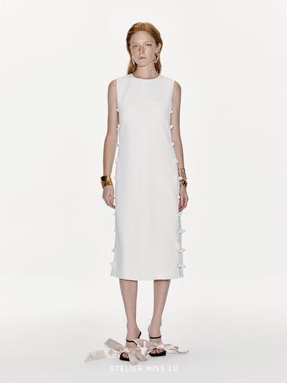 ATELIER MISS LU Cut-out Rabbit Ear Ribbon Patchwork Dress - ADAM.