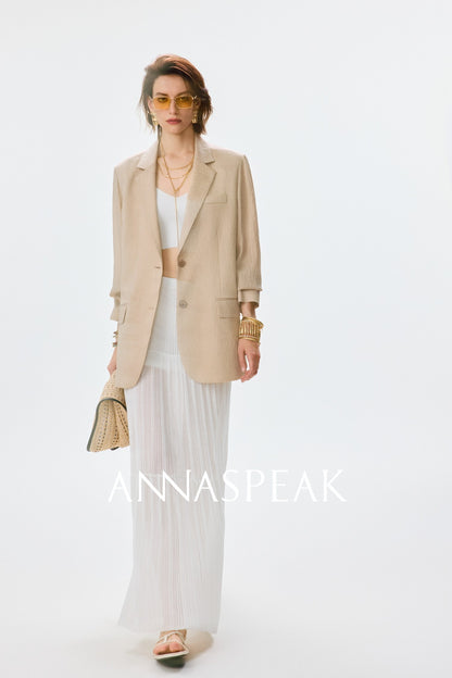 ANNASPEAK pearl gloss texture suit drawstring shorts-GRANS.