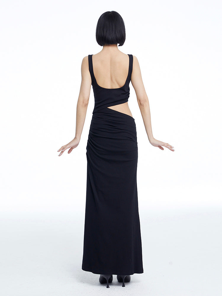 TINY IN knitted faux two-piece women's pleated long dress -CHARMY
