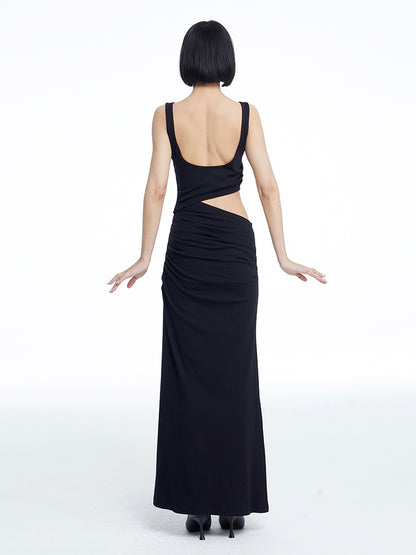 TINY IN knitted faux two-piece women's pleated long dress -CHARMY