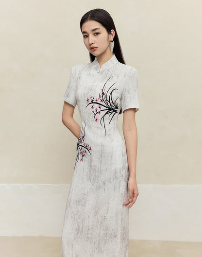 HECO old texture linen midi dress women - dome.